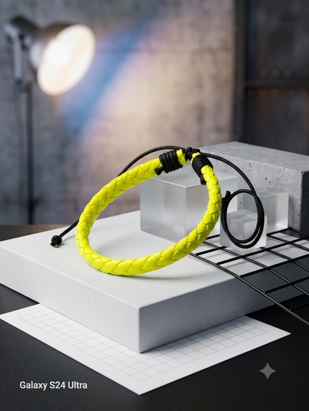 Adjustable Neon Yellow Braided Men's Bracelet